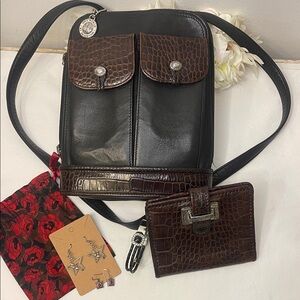 Brighton Leather Bag, Wallet, Bracelet and 2 pairs Unbranded Earrings EUC